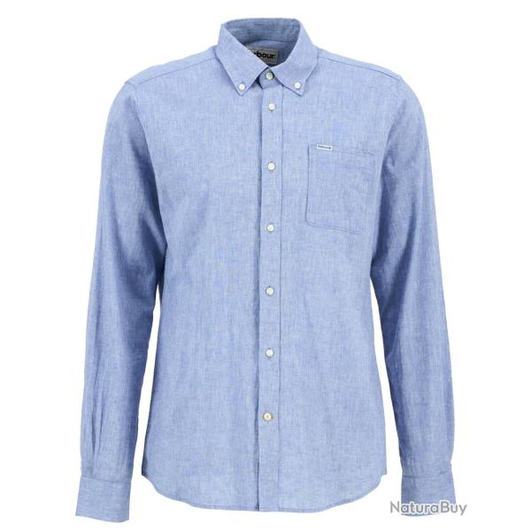 Chemise tailored lin coton Nelson blue - L