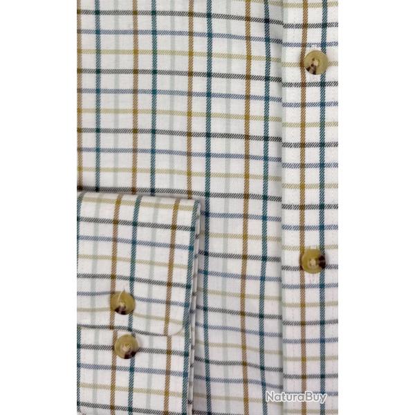 Chemise tattersall brunswick green coton laine - S