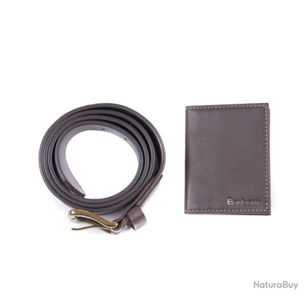 Coffret ceinture et portefeuille en cuir - M