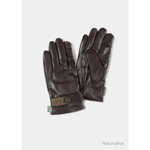 Gants tweed/cuir Compton sage - L