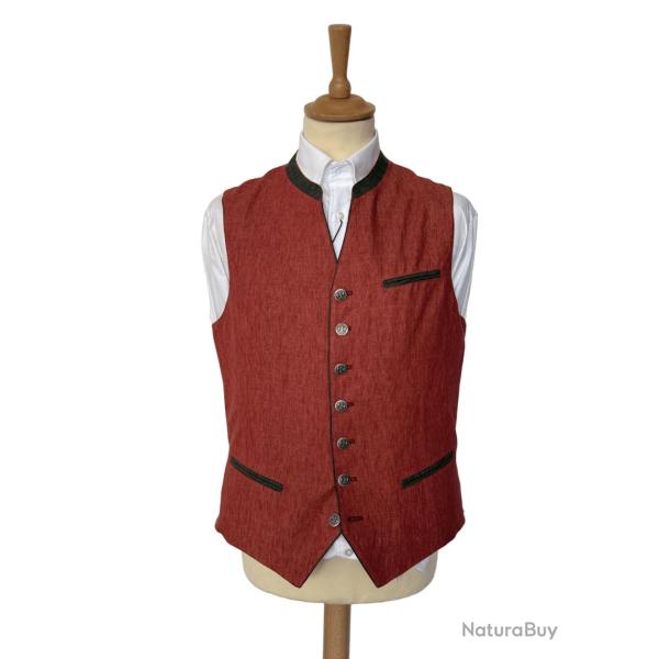 Gilet autrichien Walchsee lin 5 coloris - 52 / Mittel blau