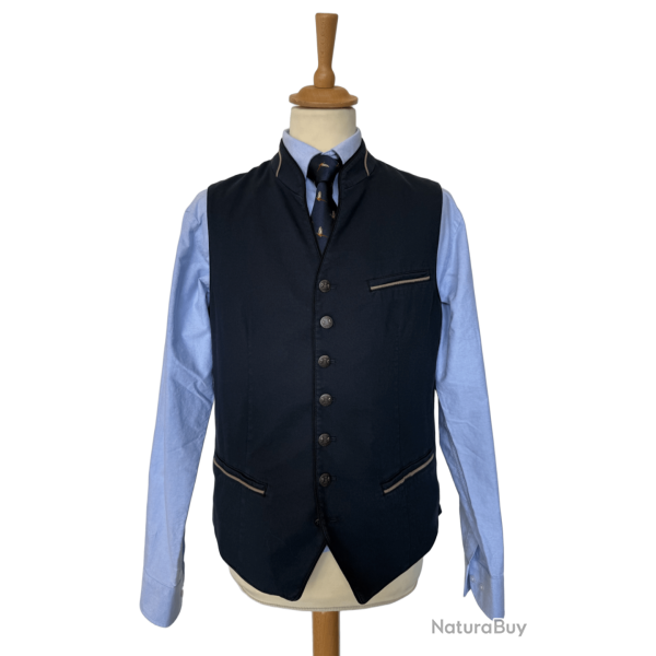 Gilet autrichien Waldo coton 3 coloris - Bleu / 58