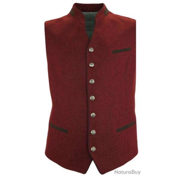 Gilet autrichien en loden Homme Weiler - 6 coloris - Maximilian - 48 / Rouge