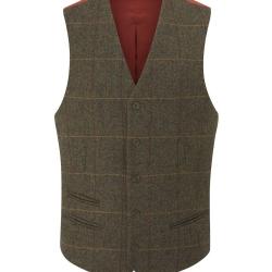 Gilet de costume dos satin Compton - Teak - Alan Paine - M / Marron