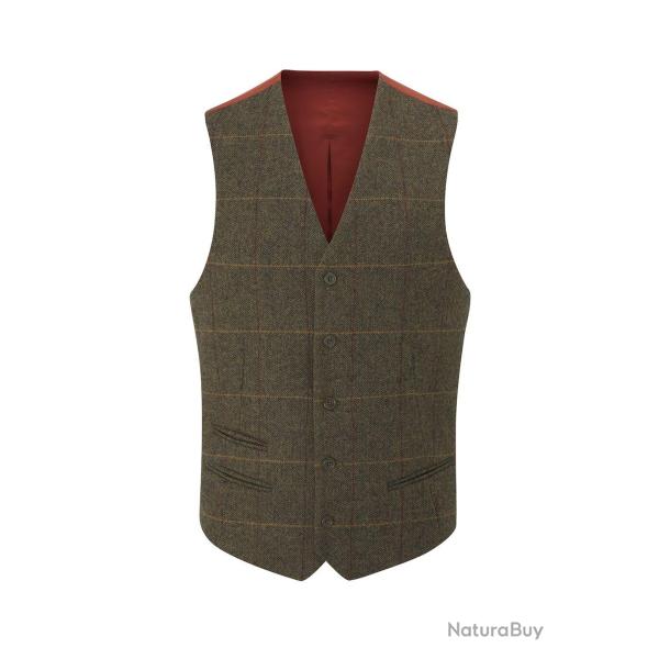 Gilet de costume dos satin Compton - Teak - Alan Paine - M / Marron