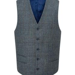 Gilet Surrey dos satin blue check - M
