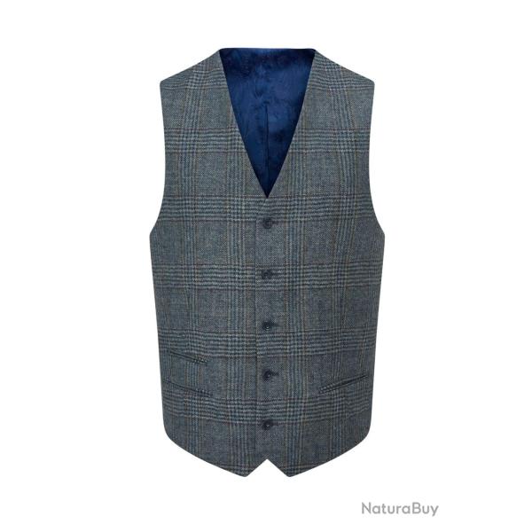Gilet Surrey dos satin blue check - 2XL