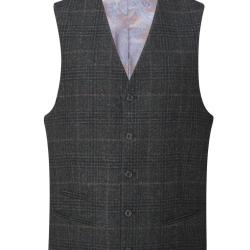 Gilet Surrey dos satin green check - L