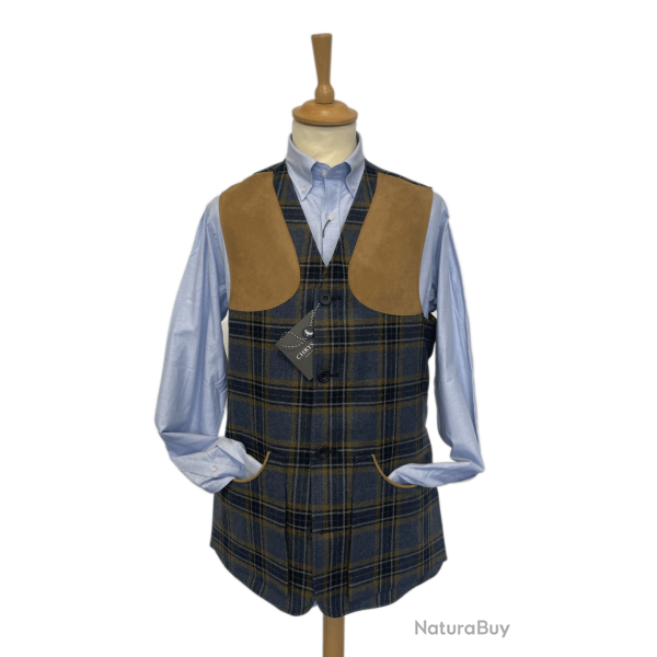 Gilet tweed Moorland JH2 bleu ochre - 2XL
