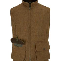 Gilet zipp&eacute; en tweed Rutland - Birch - Alan Paine - M / Marron