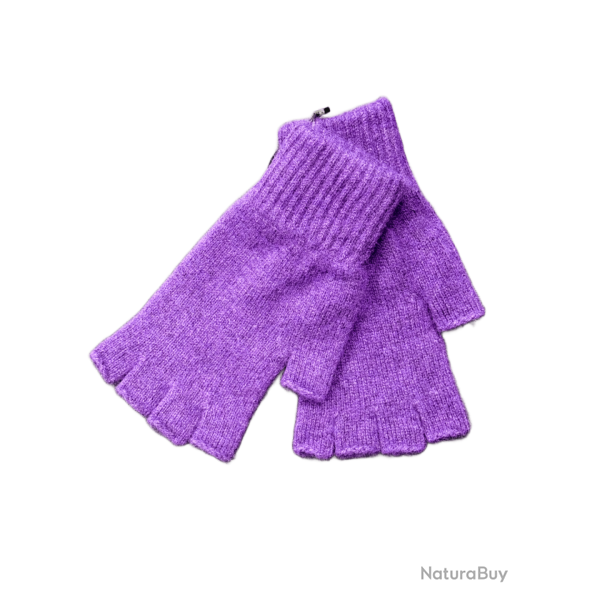 Mitaines laine en 5 coloris - Prune