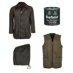 Pack Beaufort veste huil&eacute;e + gilet + capuche + wax - Barbour - Rustic (marron) / 3XL