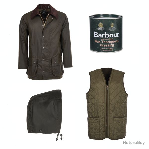 Pack Beaufort veste huil�e + gilet + capuche + wax - Barbour - Rustic (marron) / 3XL