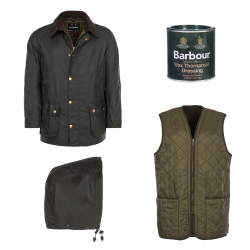 Pack Bedale veste huil&eacute; + gilet + capuche + wax - Barbour - Marron rustic / XL