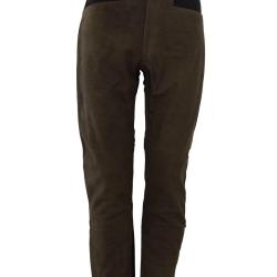 Pantalon de chasse en cuir de buffle bicolore - CE68 - Chasse El&eacute;gance - 50 / Marron