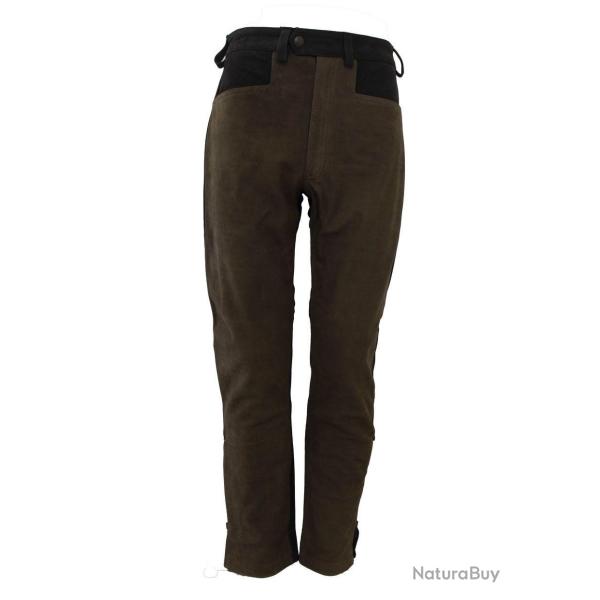 Pantalon de chasse en cuir de buffle bicolore - CE68 - Chasse El�gance - 52 / Marron
