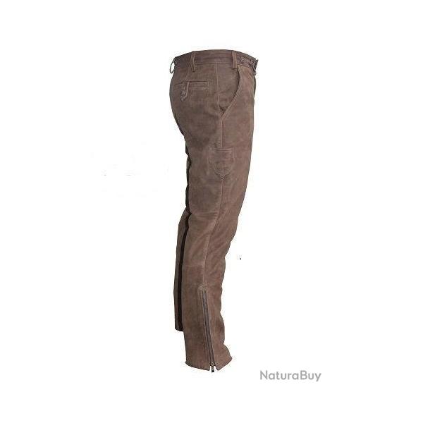 Pantalon de chasse en cuir de buffle vert olive - CE67 - Chasse El�gance - 38 / Vert