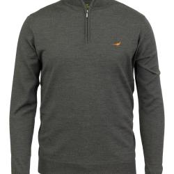 Pull 1/4 de zip en laine m&eacute;rinos Norfolk - 5 coloris - Laksen - M / Loden green