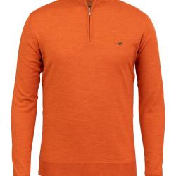 Pull 1/4 de zip en laine m&eacute;rinos Norfolk - 5 coloris - Laksen - M / Orange