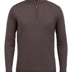 Pull 1/4 de zip en laine m&eacute;rinos Norfolk - 5 coloris - Laksen - L / Chocolate