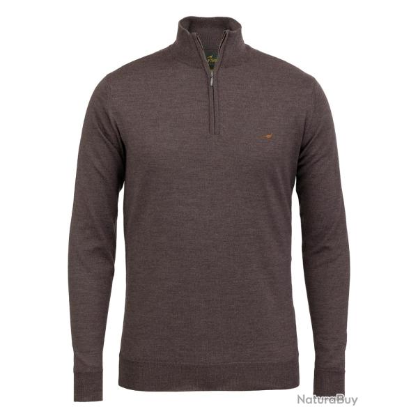 Pull 1/4 de zip en laine m�rinos Norfolk - 5 coloris - Laksen - XL / Chocolate