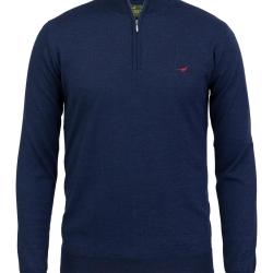 Pull 1/4 de zip en laine m&eacute;rinos Norfolk - 5 coloris - Laksen - 2XL / French blue