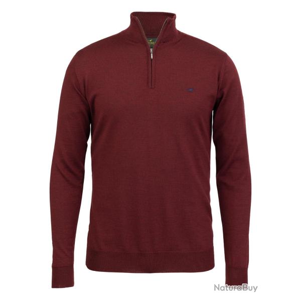 Pull 1/4 de zip en laine m�rinos Norfolk - 5 coloris - Laksen - 2XL / Vintage port