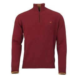 Pull brompton lambswool 1/4 ZIP - Wine / M