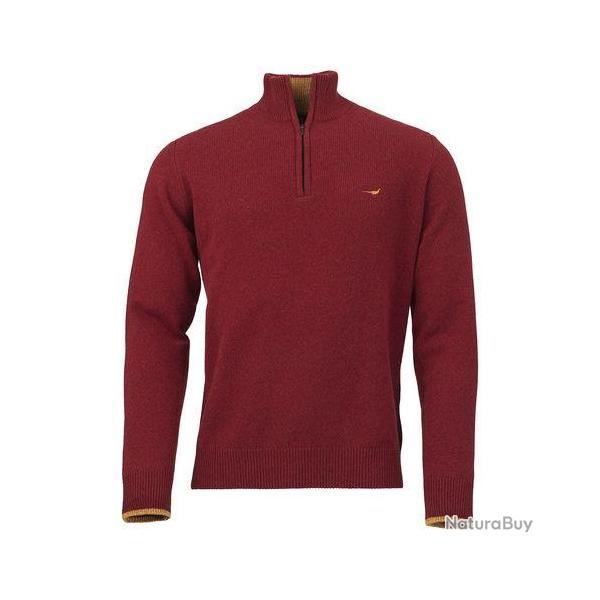 Pull brompton lambswool 1/4 ZIP - Wine / M