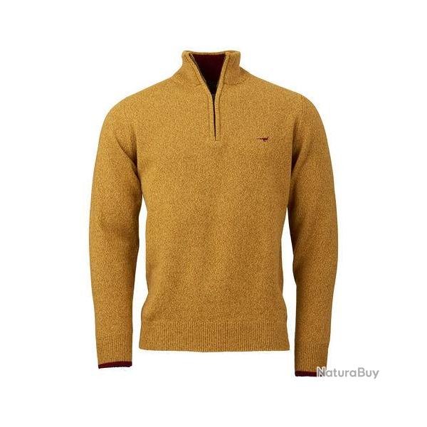 Pull brompton lambswool 1/4 ZIP - Gorse / L