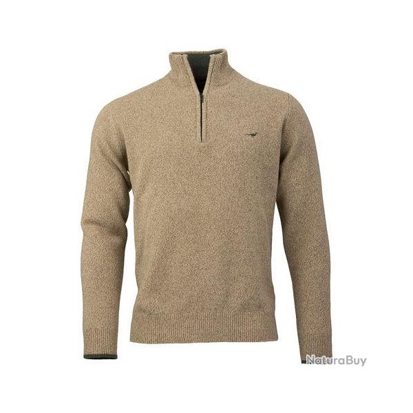 Pull brompton lambswool 1/4 ZIP - Camel / 2XL