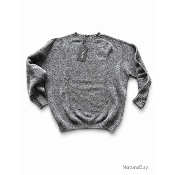 Pull col rond Homme - Basalt - Harley of Scotland - Gris / L
