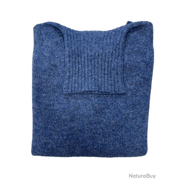 Pull col roul� denim - S
