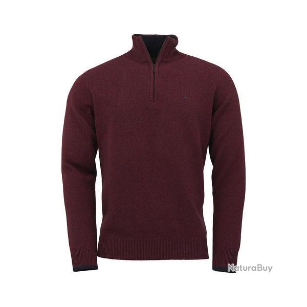 Pull lambswool brompton 1/4 ZIP - Burgundy / M