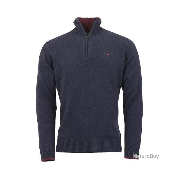Pull lambswool brompton 1/4 ZIP - Dark storm / 4XL
