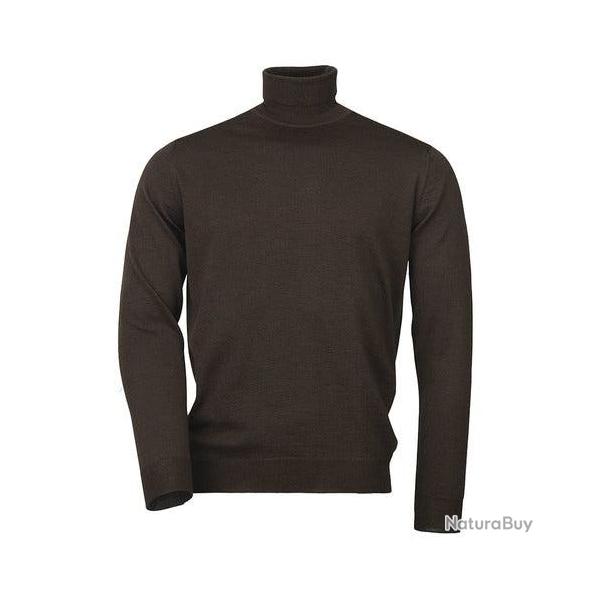 Pull merino col roul� easton - Chocolat / S