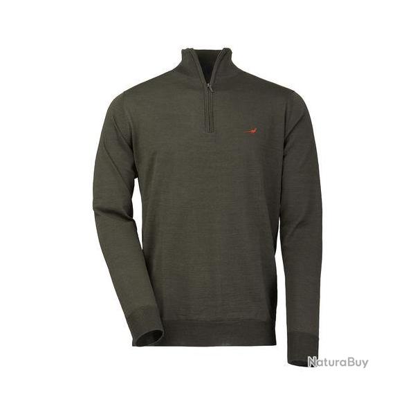 Pull m�rino norfolk 1/4 ZIP - Olive / S