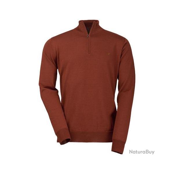Pull m�rino norfolk 1/4 ZIP - Burnt orange / L