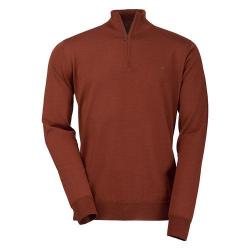 Pull m&eacute;rino norfolk 1/4 ZIP - Burnt orange / 4XL
