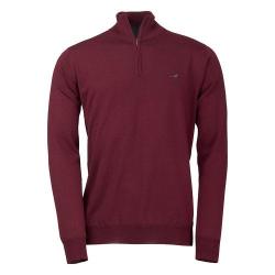 Pull m&eacute;rino norfolk 1/4 ZIP - Bordeaux / 3XL