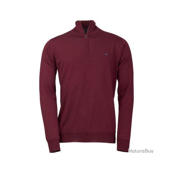 Pull m�rino norfolk 1/4 ZIP - Bordeaux / 3XL