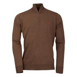 Pull m&eacute;rino norfolk 1/4 ZIP - Rum / L