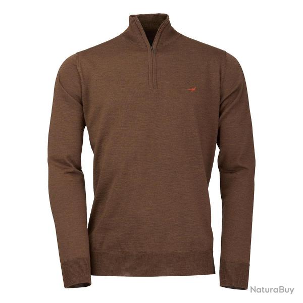 Pull m�rino norfolk 1/4 ZIP - Rum / XL