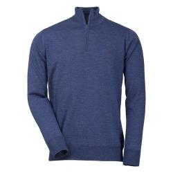Pull m&eacute;rino norfolk 1/4 ZIP - Corn blue / M