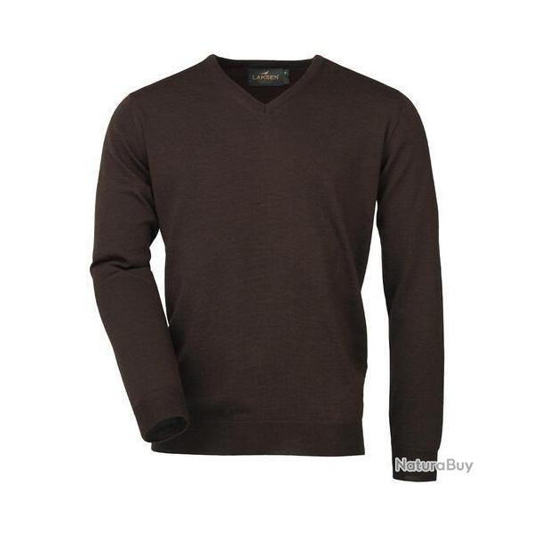 Pull merinos col v sussex - Chocolat / M