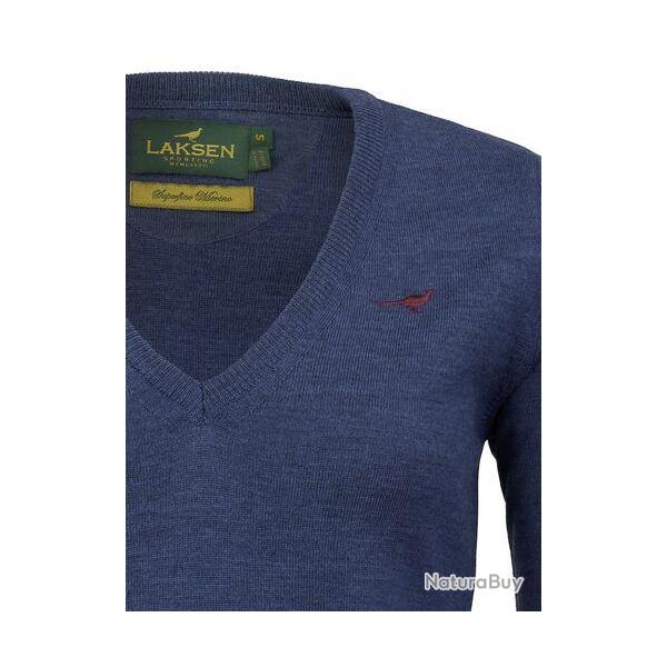 Pull m�rinos femme col v Camilla - Corn blue / L
