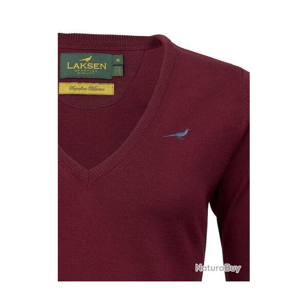 Pull m�rinos femme col v Camilla - Bordeaux / S