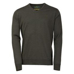 Pull m&eacute;rinos sussex col V - Olive / L