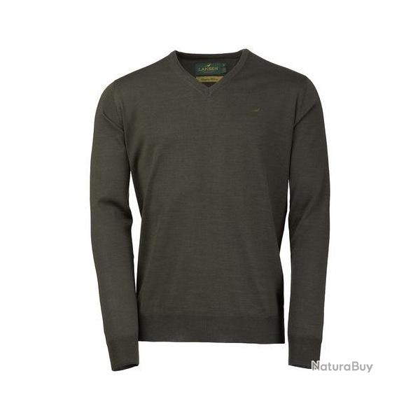 Pull m�rinos sussex col V - Olive / L