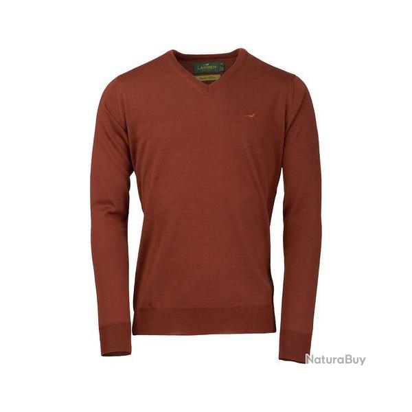 Pull m�rinos sussex col V - Burnt orange / M